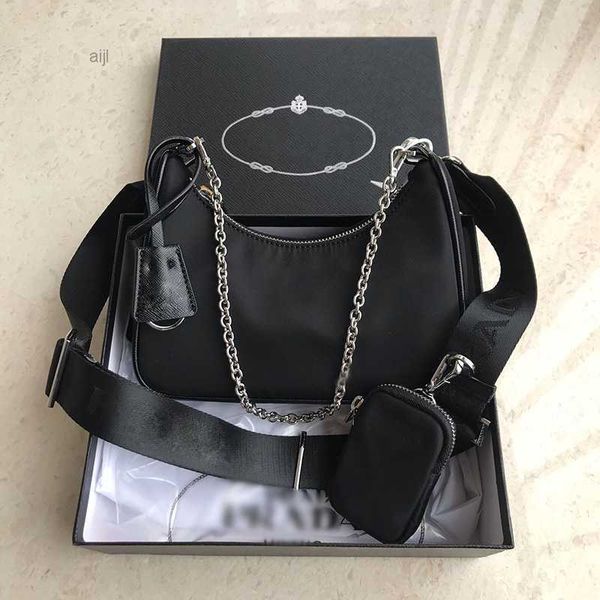 

2023 popular classic 3-piece set for women luxury designer bag handbag cleo hobo wallet nylon chain women's cross shoulder fashion