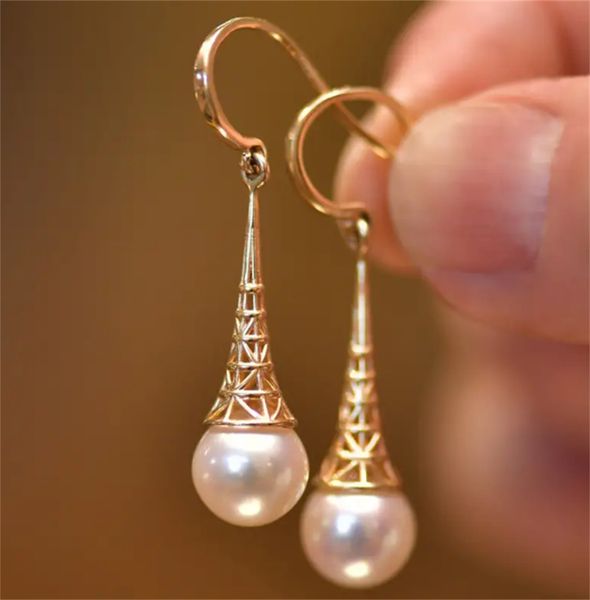 

zinc alloy hook pendant earrings, pearl pendant elegant earrings for women and girls with perforated ear cartilage jewelry, Golden