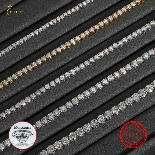 

trendy 3mm 4mm 5mm 6mm 925 sterling silver d color vvs clarify moissanite diamond cluster tennis chain necklace