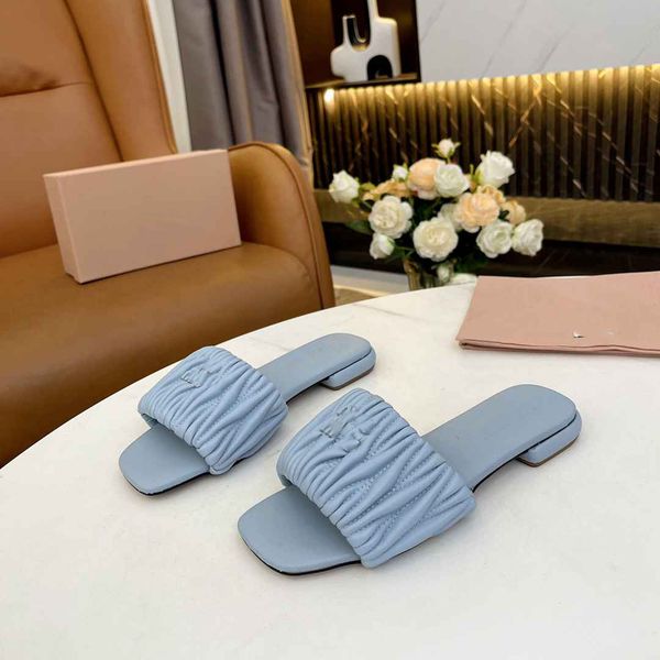 

designer platform sandals women leather slippers platform miuity slide rubber sandal summer fashion sadfaczxc, Black