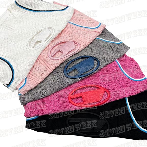 

womens knit vest tank t shirts designer hollow letter sleeveless knits fashion style ladies sweater, White