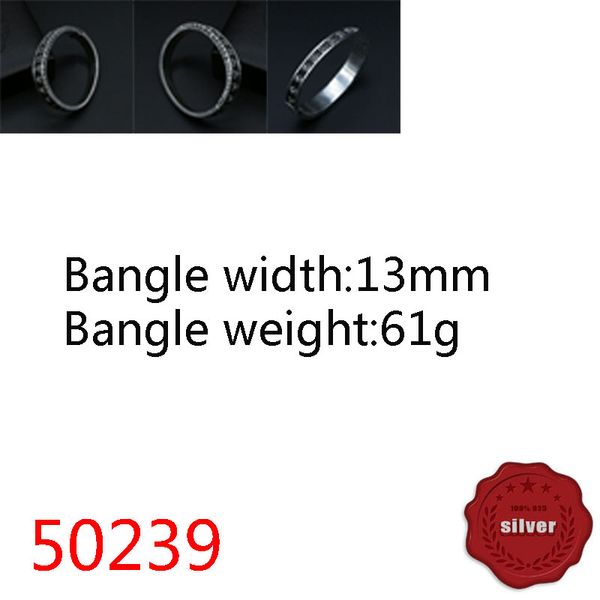 

50239 bangle hip hop s925 sterling silver bracelet punk style vintage personalized cross flower letter jewelry couple popular accessories, Black