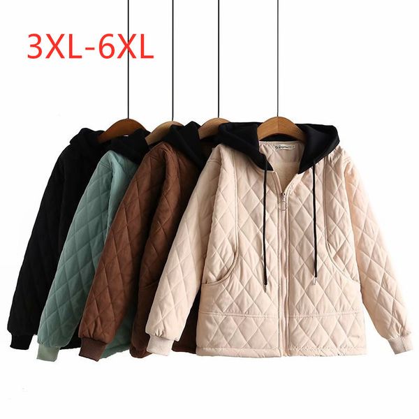 

women's plus size tshirt large women's winter thick short hooded casual cotton padded clothes 230506, Black