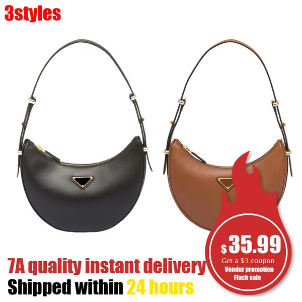 

prad cowhide underarm bag half moon shoulder triangle logo pochette womens handbag tote designer clutch bags purses mens travel crossbody ho