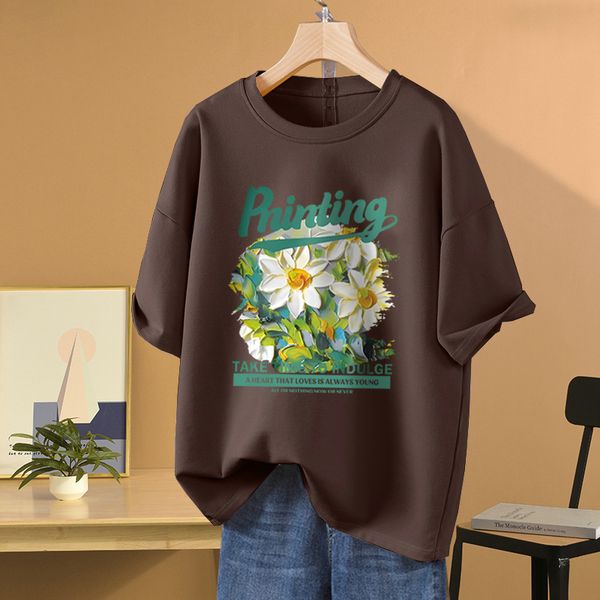 

women's plus size tshirt dayifun 150kg short sleeve tshirt summer 2023 print loose tees lady oneck oversized halfsleeved tee 230506, Black