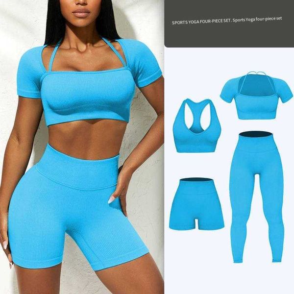 

yoga outfits skims women's tracksuits new yoga suit set running sports tank beautiful back zipper long sleeve peach hip fitness shorts, Gray