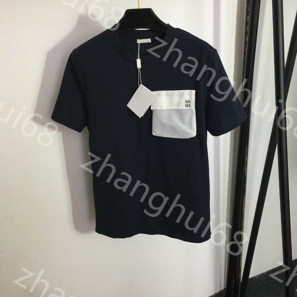 

23ss tee womens t-shirt womens designer clothing round neck pure cotton embroidered monogram color pocket casual short sleeves t-shirt wome, White