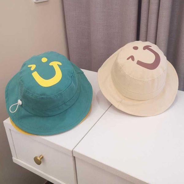 

stingy brim hats baby fisherman hat adjustable for children boy baby girls thin cool smiley sun hat sun protection spring bucket hat kid cap, Blue;gray