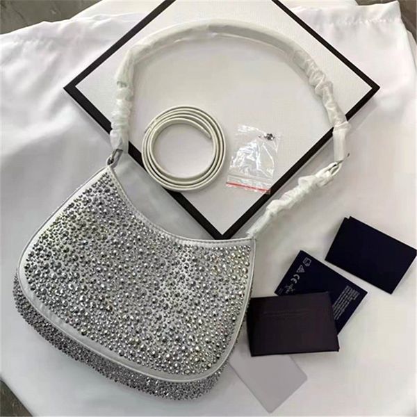 

evening bags 2023 shiny crystal diamond ladies shoulder handbag luxury brand designer long strap fashion retro party leisure leather satin 2
