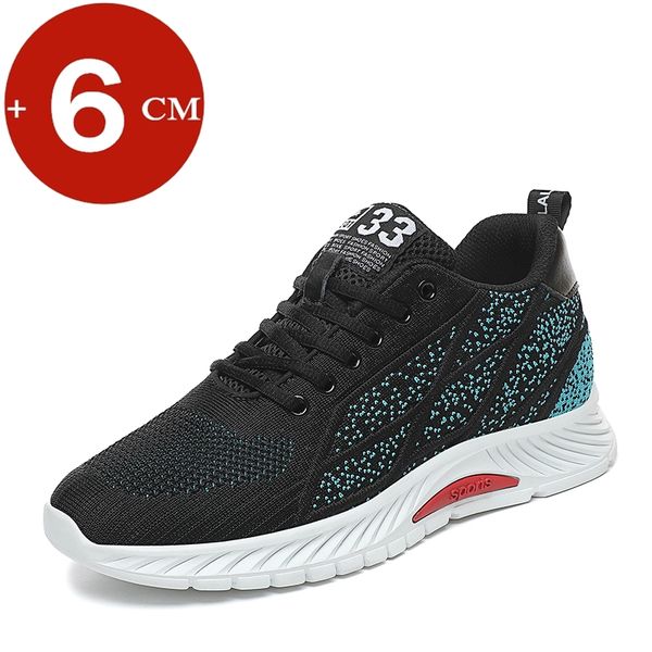 

summer sneakers men elevator shoes high increase shoes for man casual height insole 6cm sports casual, Black