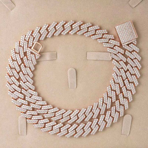 

2023 classic hip hop jewelry 15mm moissanite necklace 925 silver iced out cuban link chain for women and men