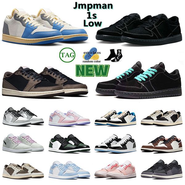 

wholesale new low men women basketball shoe jmpman 1 1s low olive reverse mocha black phantom tiffany vintage grey triple white dark mocha d