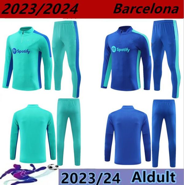 

ansu fati camisetas de football 23/24 lewandowski tracksuits half zipper jacket tracksuit men and kids tracksuit barca set boys training sui, Black