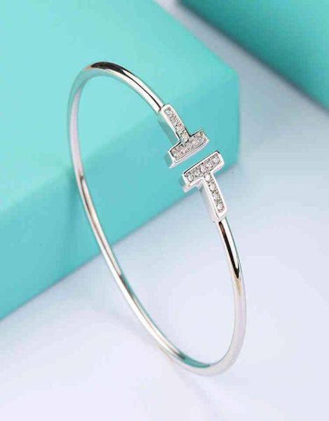 

s925 silver opening elastic narrow champagne double t bracelet3196240, Black