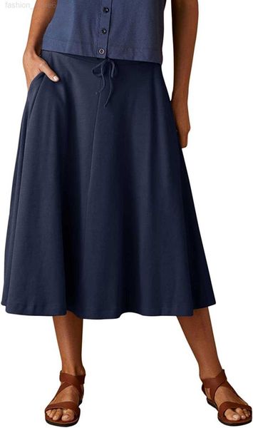 

fair indigo women's organic all-cotton midi skirt, Black