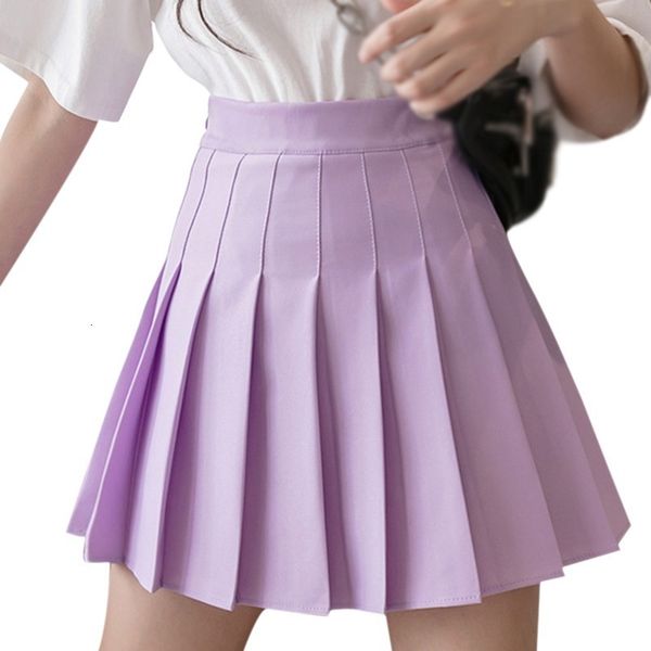 

skirts women short skirt cute female pleated antiglare high waist solid color mini summer 230506, Black
