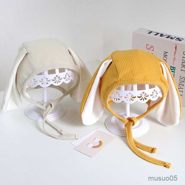 

caps hats cute long ear baby hat baby boy girl hats solid color toddler kids hat bonnet rabbit ear newborn cap gorras, Yellow