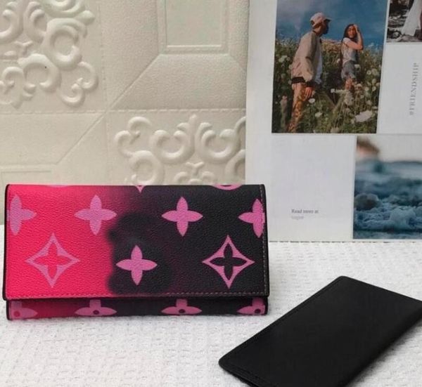 

2023 coin purse summer women gradient color wallets classic coins card holders 2 in 1 multifunction wallet luxurys designers bags fashion ha, Red;black