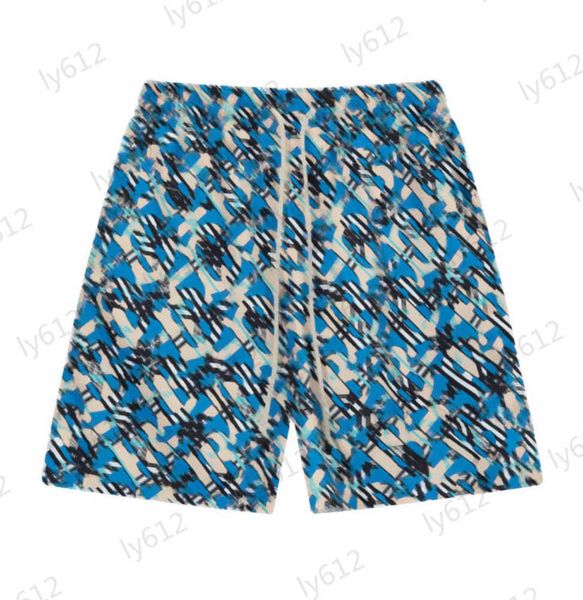 

blue mens shorts designer summer spring fashion leisure loose luxury splice brand letter logo full print design polyester fiber fabric beach, White;black