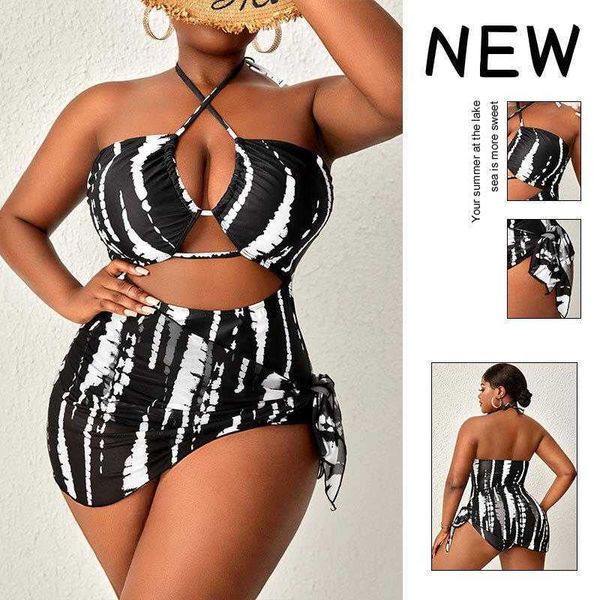 

bikini stripes backless siamese plus size swimsuit wholesale, White;black