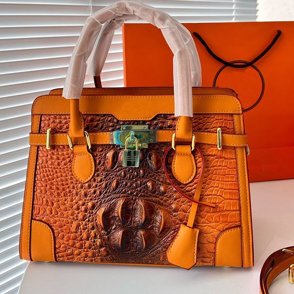 

totes bag women alligator shoulder cross body bags designer handbags fashion belt purse soft cowhide tote bottom rivet protection belt small