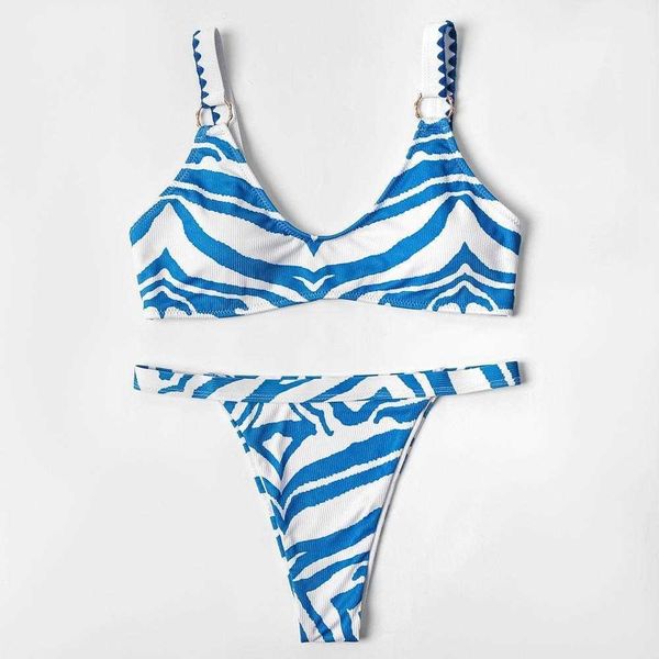 

external single bikini printed flower bud low waist split swimsuit female, White;black