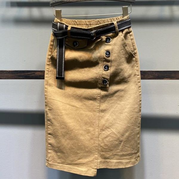 

skirts early autumn irregular a-line skirt women high waist one-step package hip knee length skirt 230506, Black