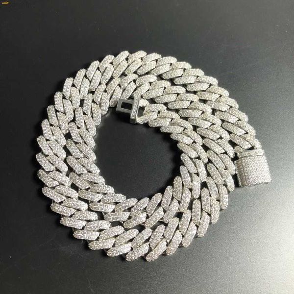 

hiphop iced out cuban link chain gold plating prong cuban chain, Silver