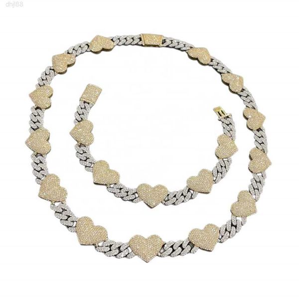

hip hop 925 silver jewelry stylish vvs moissanite miami cuban chain new design heart cuban link chain necklace