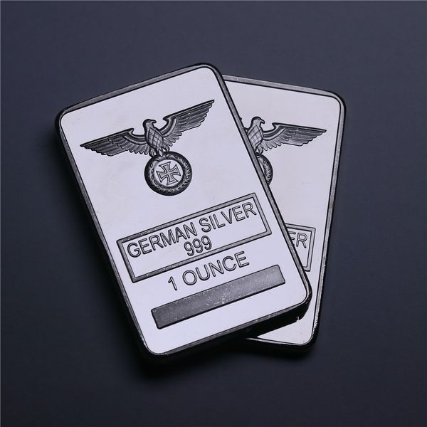 

1oz german eagle & iron cross themed german silver art bars
