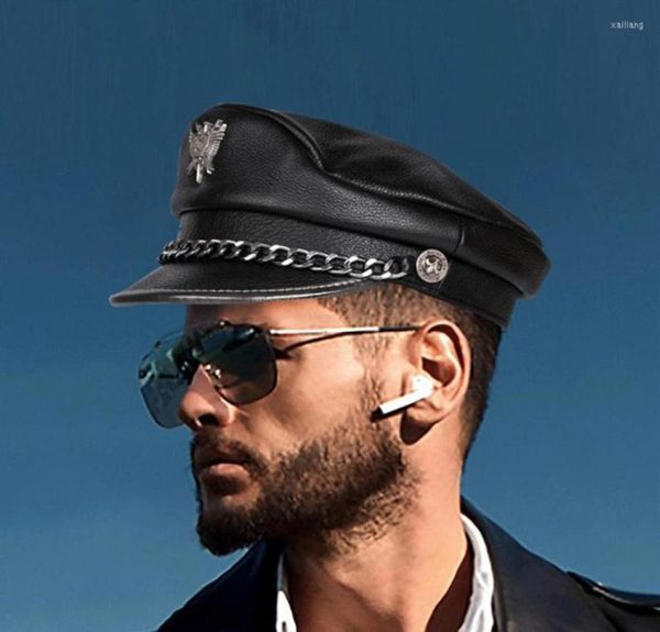 

berets men women autumn winter greek fisherman sailor real leather cap hat beret fashion genuine cowhide peaked caps sport7834753, Blue;gray