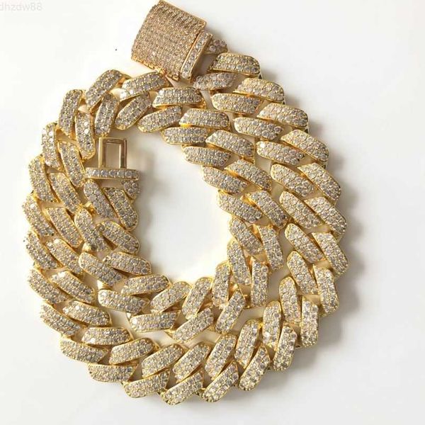 

aaa cz iced out 14k 18k gold cuban link chain, Silver