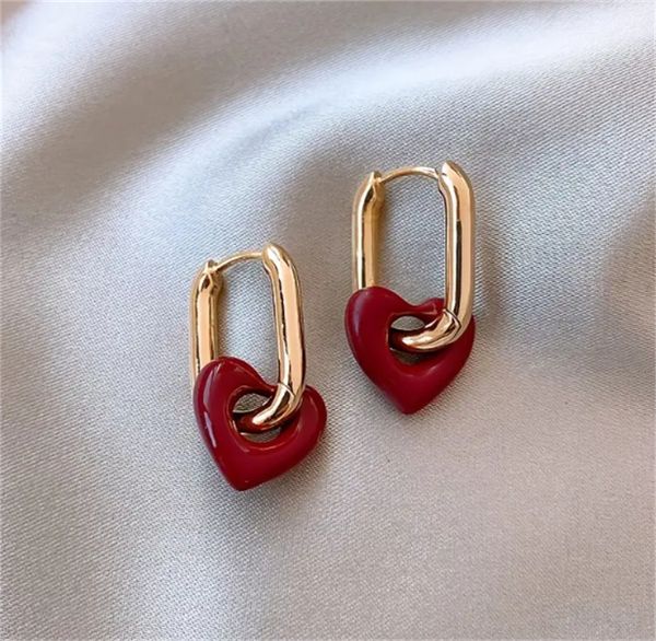 

romantic ear buckles earrings hollow heart shape pendant dangle charm earrings sweet ear jewelry decor, Golden