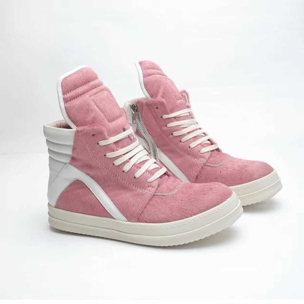 

round owens casual shoes ricks ro ro horse hair high big inverted triangle rick high pink thick sole round head mid barrel triangle owens wh