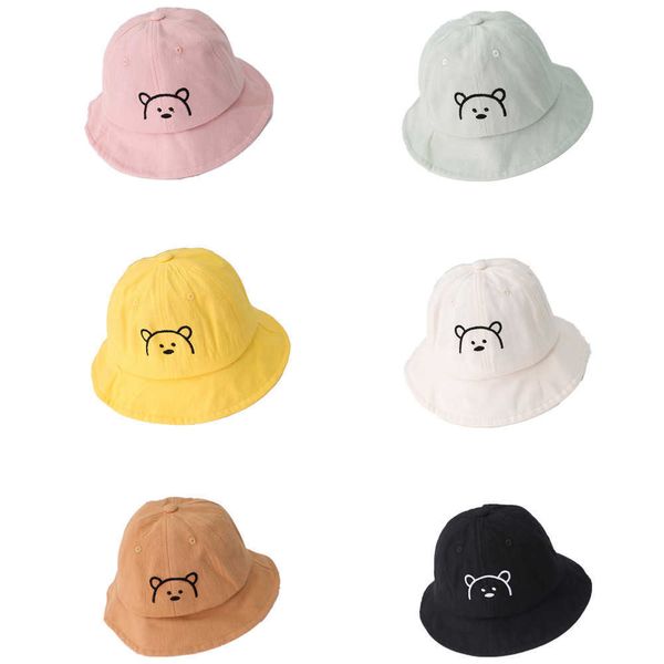 

stingy brim hats cartoon baby hat soft spring summer kids girl boy bucket cap outdoor children toddler fisherman beach sun hat j230505, Blue;gray