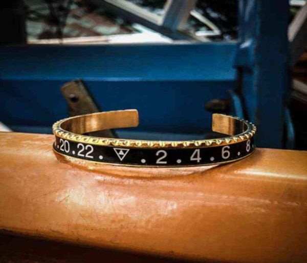 

2021 new fashion dial steel speedometer bracelets bangles stainless open cuff bangle bezel for men boy2089692, Black