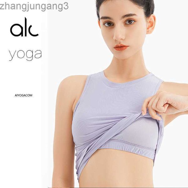 

desginer alo yoga sports bra tank bra with built-in chest pad running fitness outdoor gathering high elasticity, White