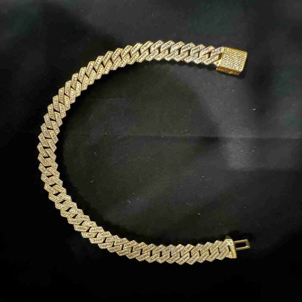 

custom vvs moissanite big hip hop mens rapper diamond chain pendant necklace set double row cuban link chain 15mm 18mm 19mm 20mm, Silver