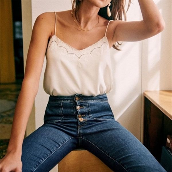 

camisoles tanks women's 100% silk embroidery sling white black blue floral print camisole sleeveless summer female camis 230506, Black;white