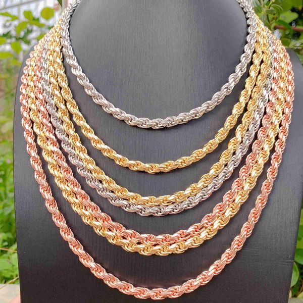 

ready to ship 6mm 18k hip hop jewelry man necklace 925 sterling silver iced out vvs moissanite diamond lock gold rope chain