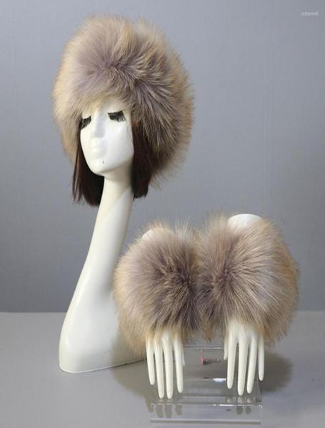 

visors hat wrist sleeves thickened furry set women headband gloves6771042, Blue;gray