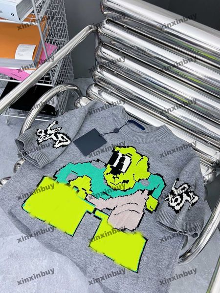 

xinxinbuy men designer tee t shirt 23ss knitted animal letter jacquard fabric short sleeve cotton women grey green khaki s-xl, Black;brown