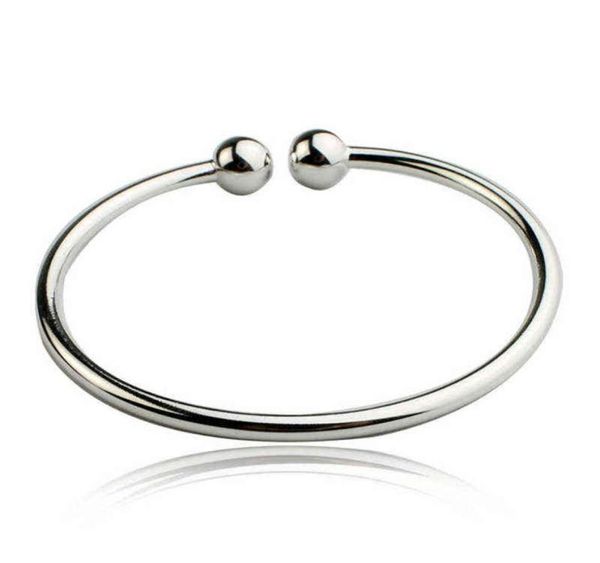 

thin smooth beaded open clasp adjustable bracelet bangle for women girl lady wedding birthday gift silver colour jewelry2501814, Black
