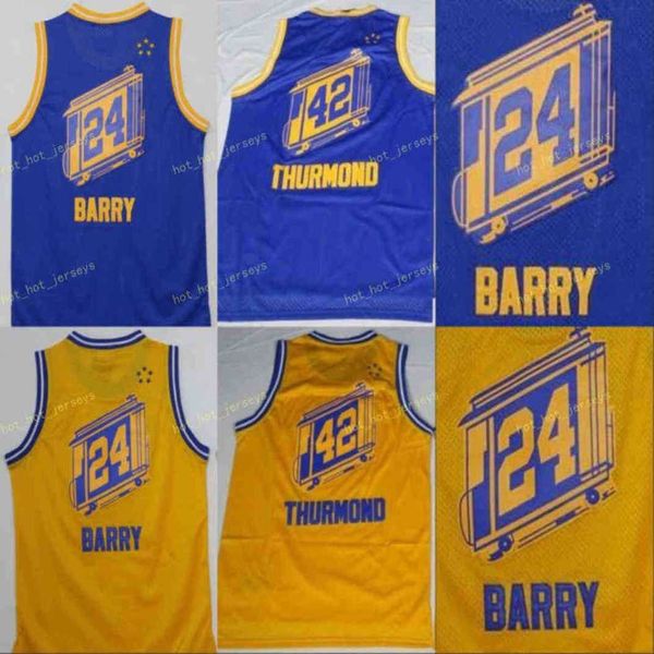 

vintage rick 24 barry jersey team color blue yellow 42 nate thurmond shirt uniform for sport fans stitched, Black;red