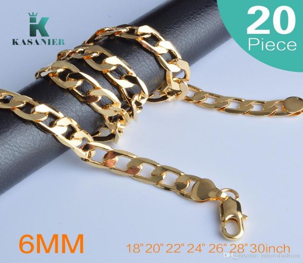 

20pcs men hip hop rock gold necklace 6mm width 1830 inch mens necklace gift curb necklace man and woman whips jewelry gift kasani3536433, Silver