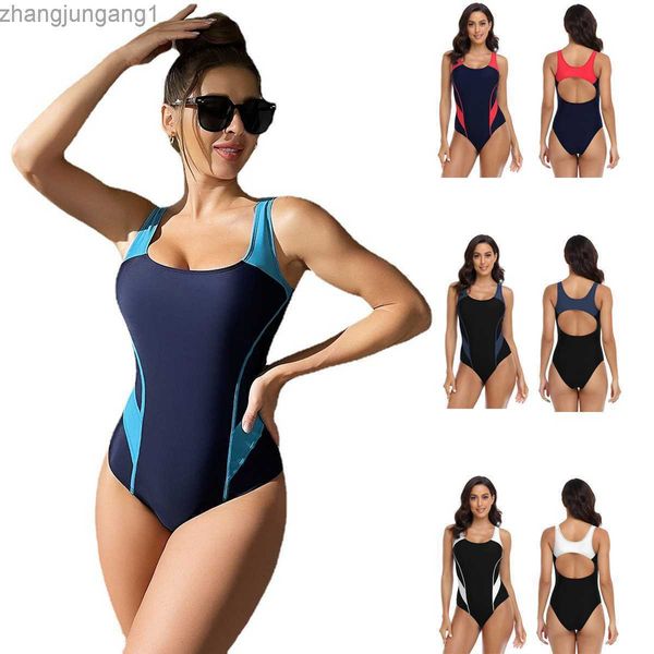

designer bikini one piece bikini swimsuit women's swimming pool competitive fashion open back training sports women's swimsuit fas, White;black