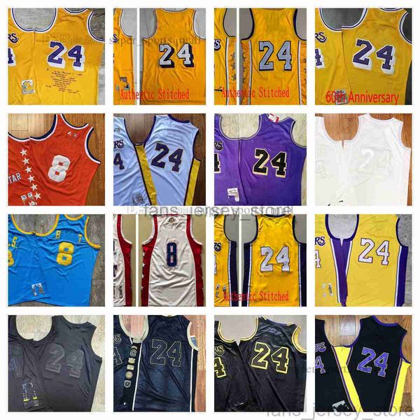 

real stitched retro mitchell and ness basketball jerseys #24 #8 jersey yellow white black man size, Black;red