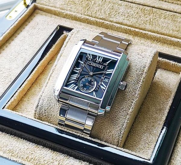 

watch boxes cases square korean men39s male business student atmospheric waterproof quartz nonmechanicalwatch8675107, Black;blue