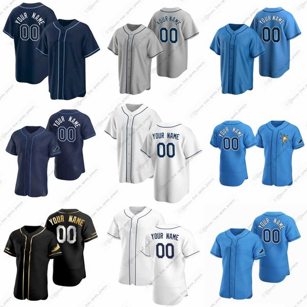

2023 custom shane mcclanahan rays baseball jerseys wander franco yandy diaz francisco mejia vidal brujan jason adam chase anderson jalen bee, Blue;black