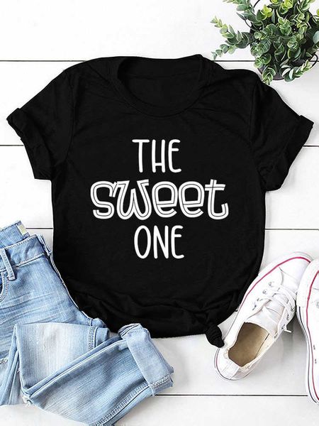 

the sweet one letter print men t shirt short sleeve o neck loose men tshirt ladies tee shirt camisetas mujer, White;black